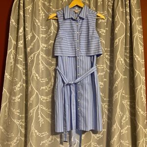 Brooks Brothers Blue Striped Sleeveless Dress
